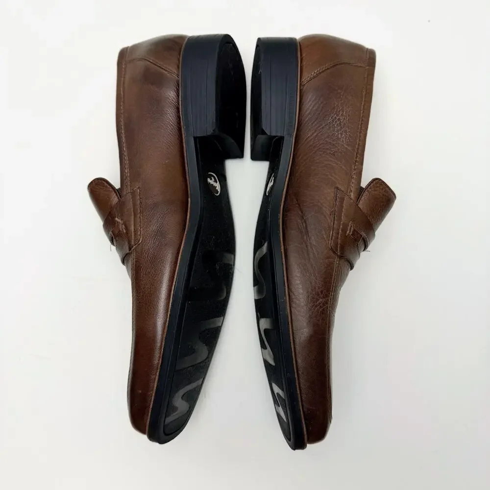Sandro Moscoloni Brown Pebbled Leather Penny Loafers Mens 11D Square‎ Toe Office